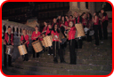 Full band on the steps of the Victoria Monument in Liverpool